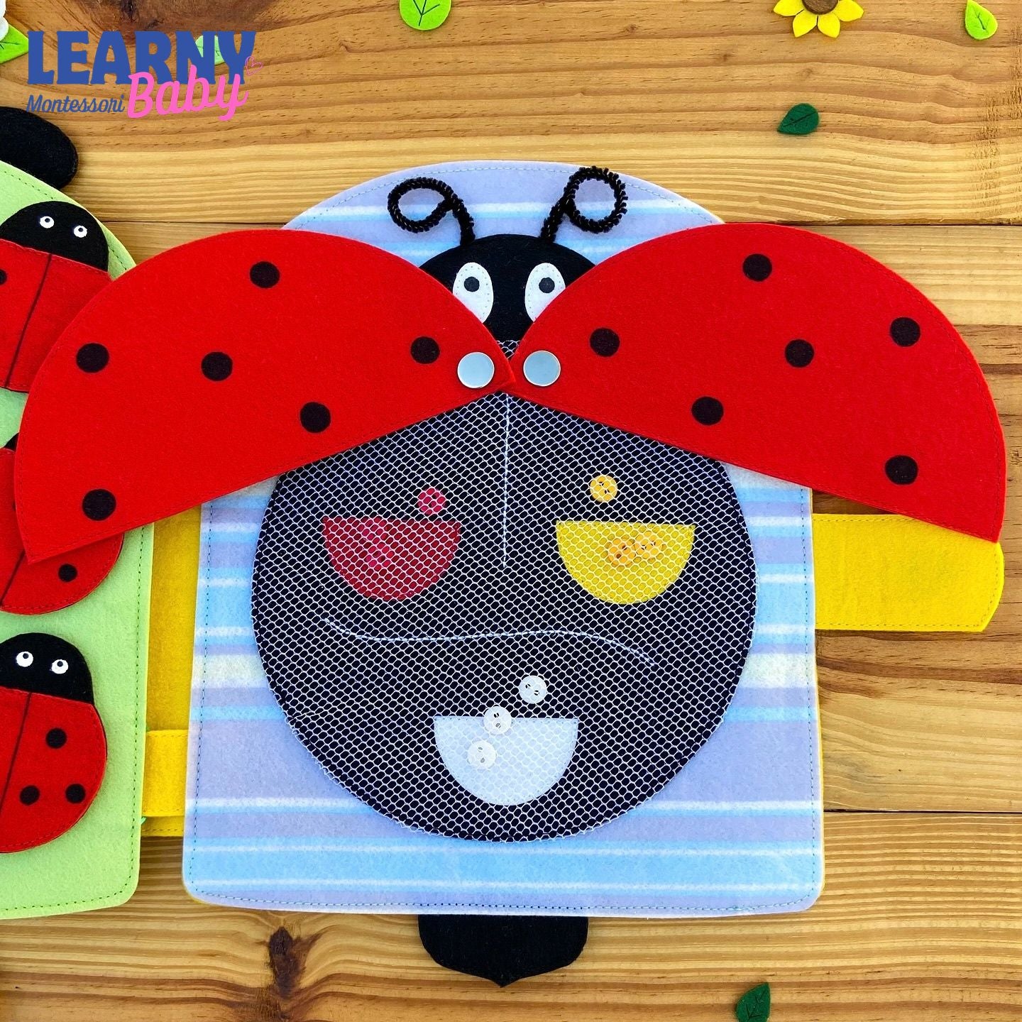 Personalized Ladybug Bee Quiet Book, Handmade Felt Busy Book for Toddlers, Montessori Activity Book, Baby Gift QBLB78