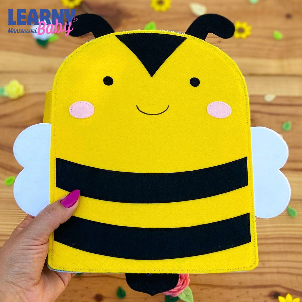 Personalized Ladybug Bee Quiet Book, Handmade Felt Busy Book for Toddlers, Montessori Activity Book, Baby Gift QBLB78