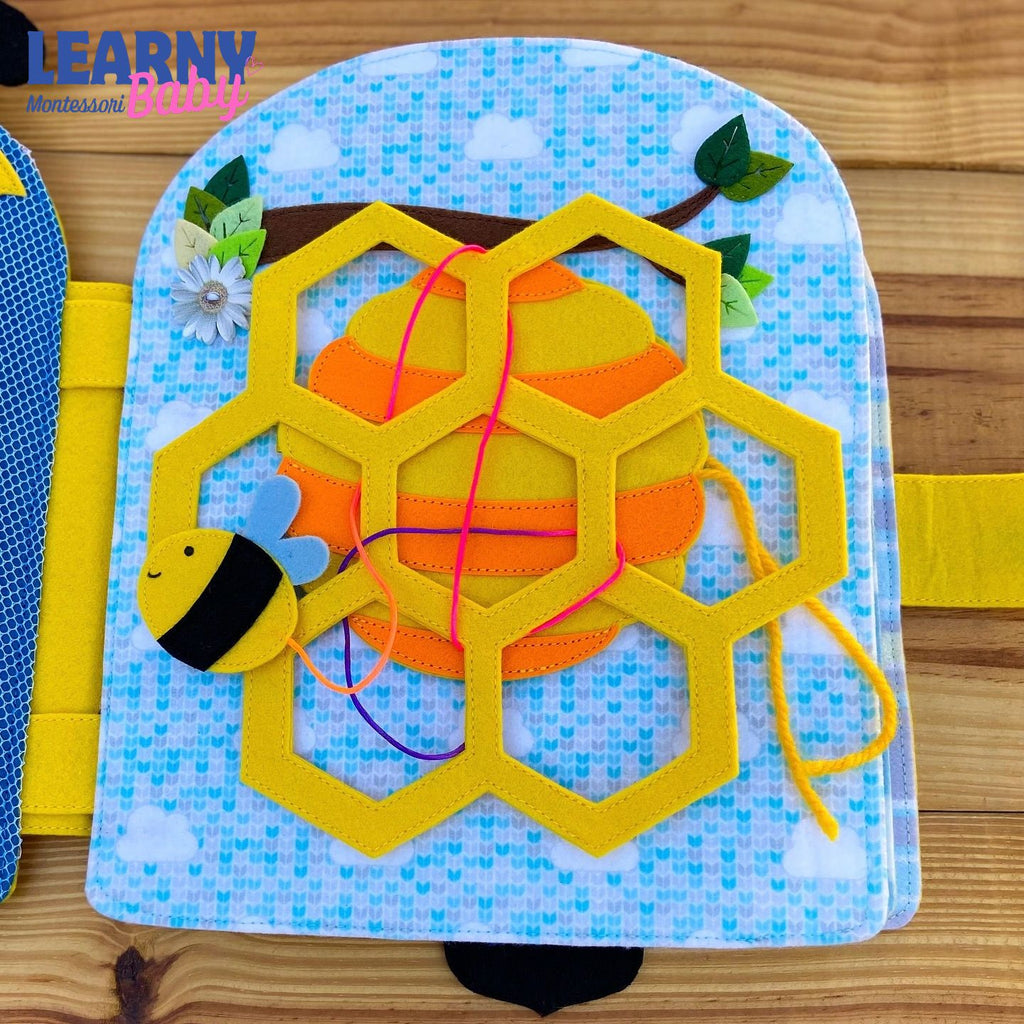 Personalized Ladybug Bee Quiet Book, Handmade Felt Busy Book for Toddlers, Montessori Activity Book, Baby Gift QBLB78