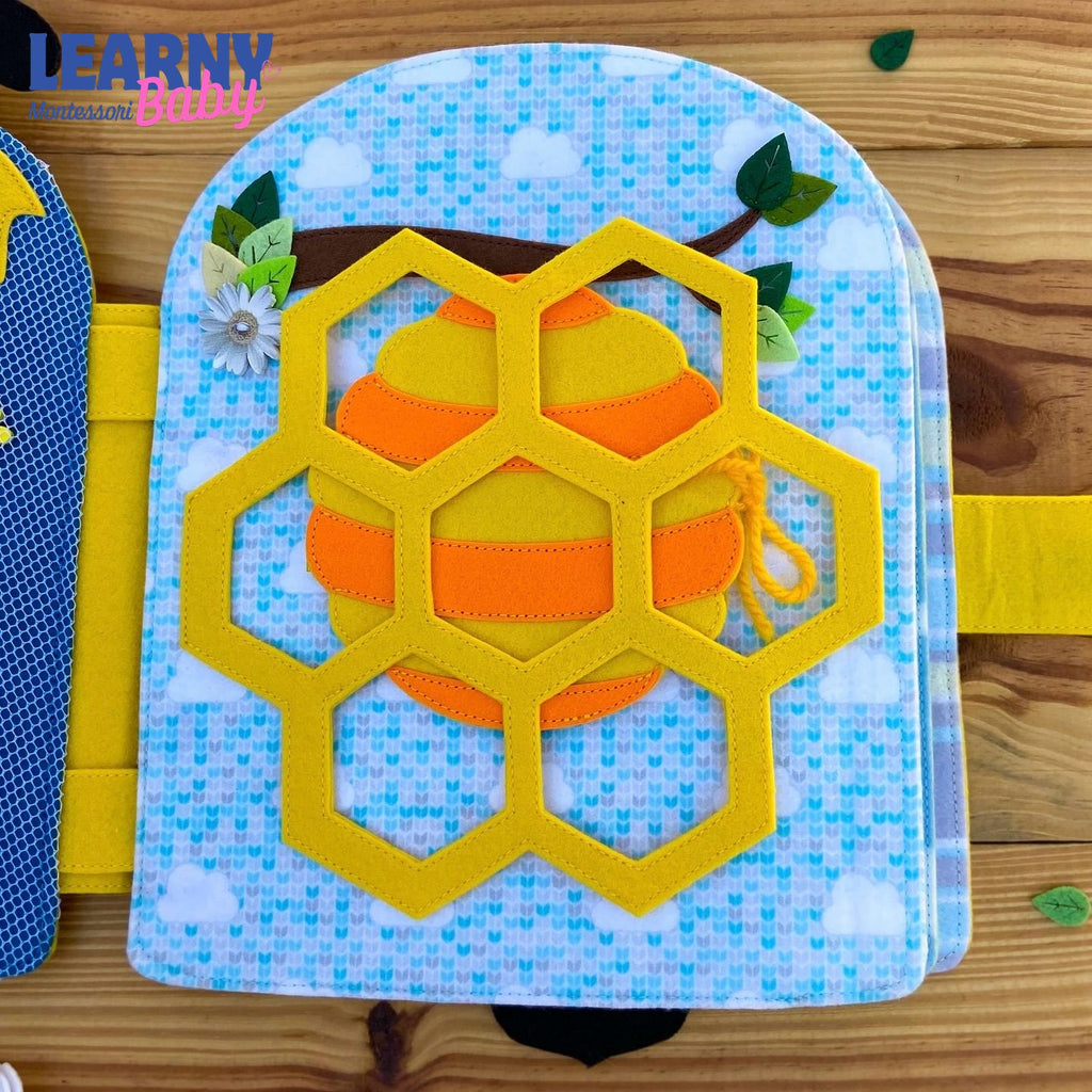 Personalized Ladybug Bee Quiet Book, Handmade Felt Busy Book for Toddlers, Montessori Activity Book, Baby Gift QBLB78