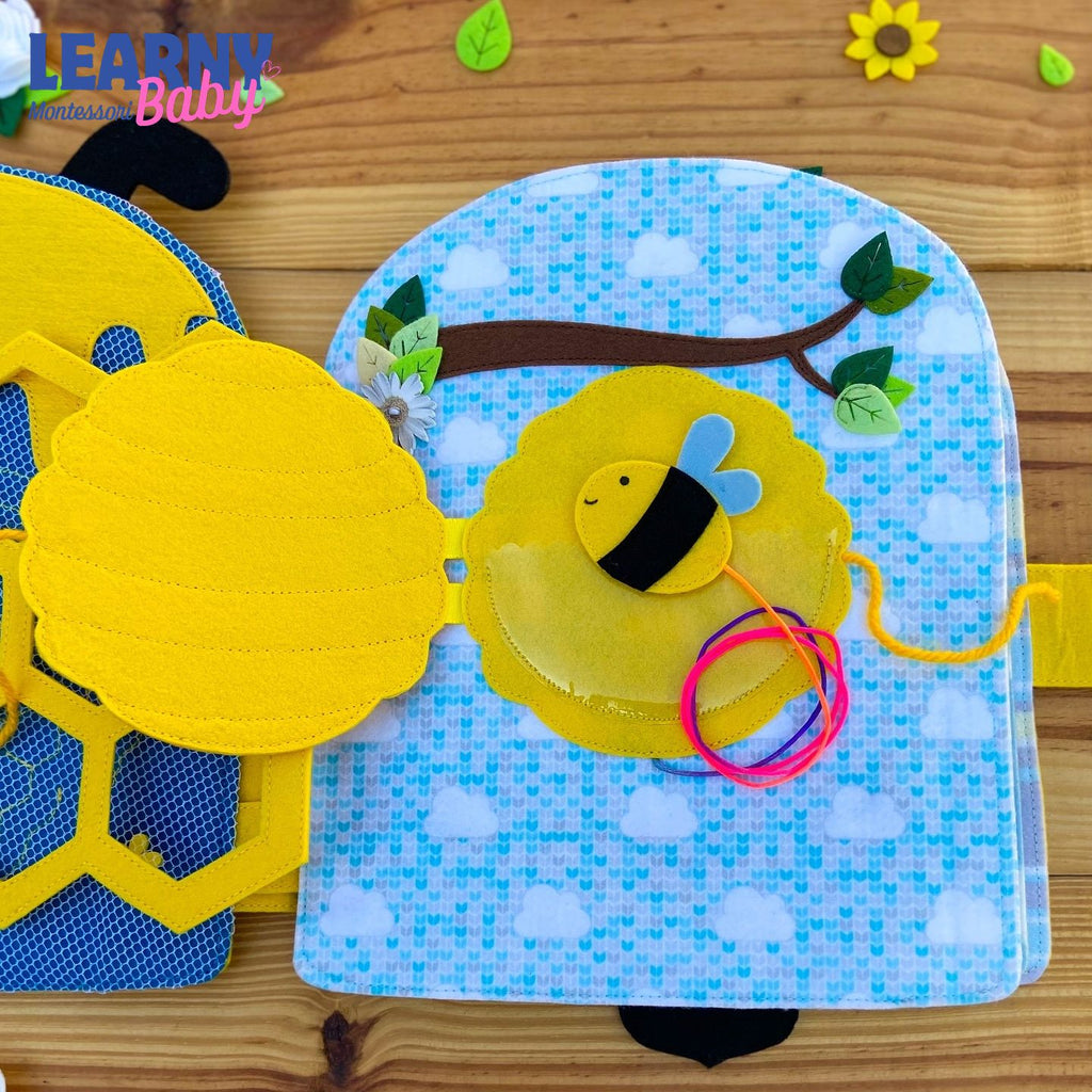 Personalized Ladybug Bee Quiet Book, Handmade Felt Busy Book for Toddlers, Montessori Activity Book, Baby Gift QBLB78