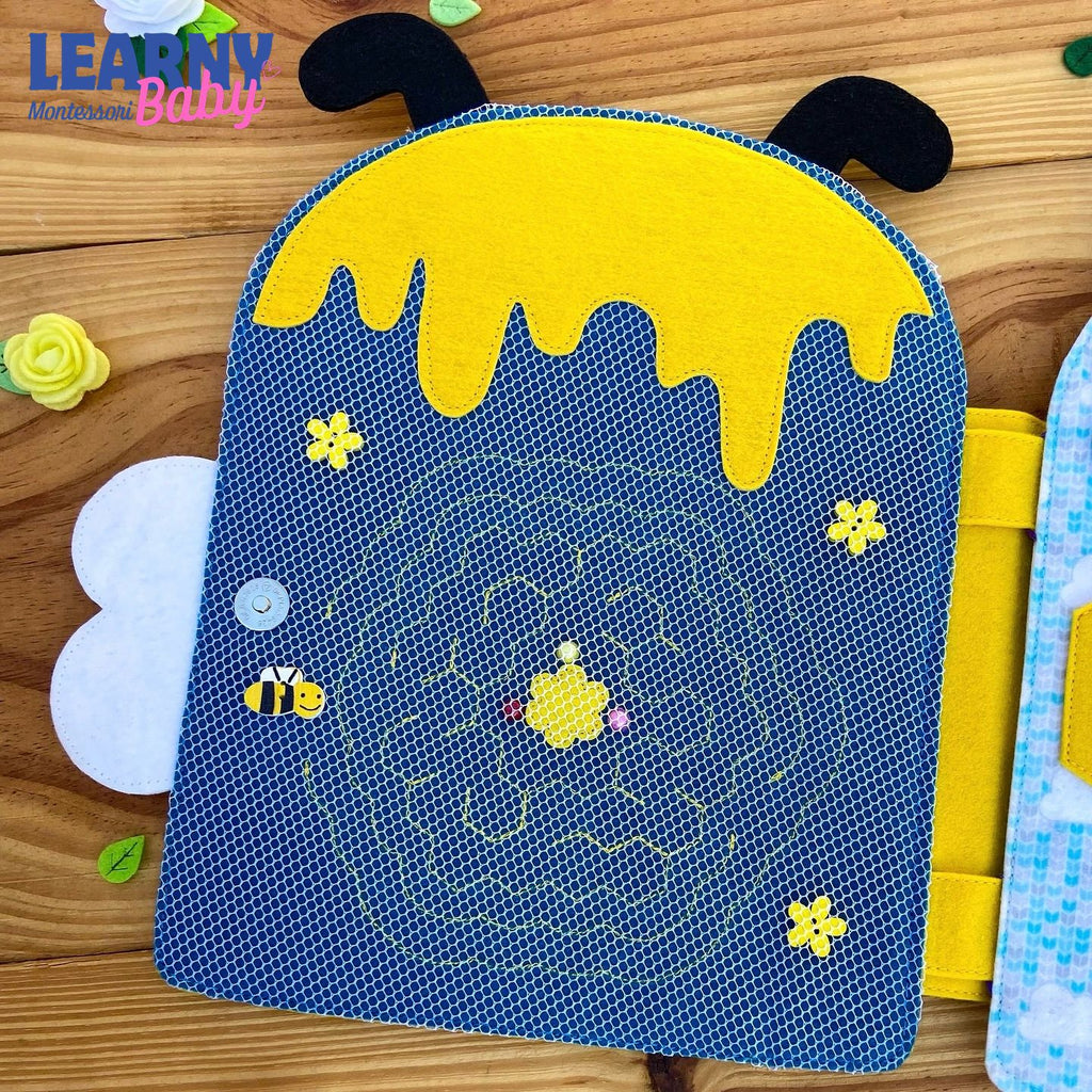 Personalized Ladybug Bee Quiet Book, Handmade Felt Busy Book for Toddlers, Montessori Activity Book, Baby Gift QBLB78