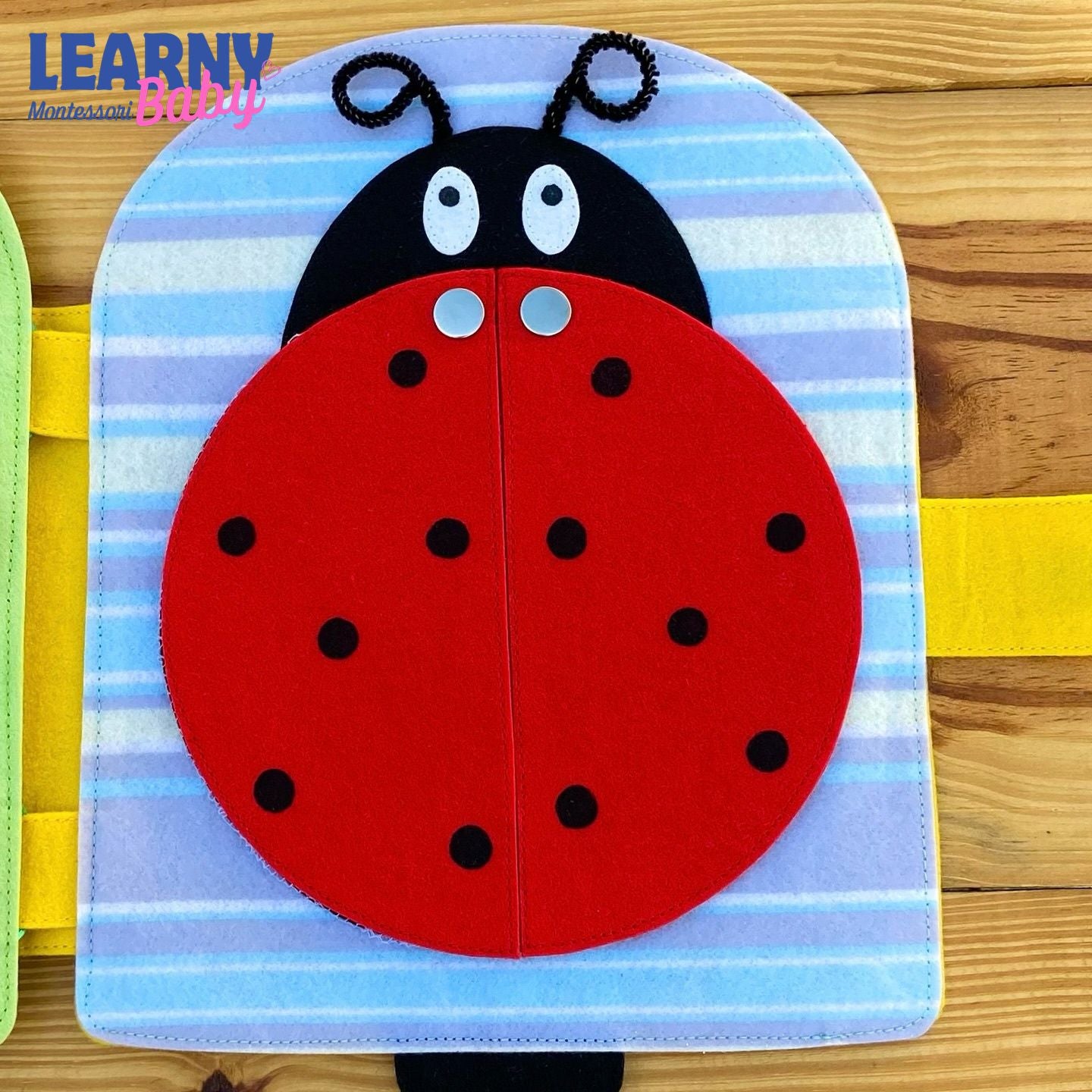 Personalized Ladybug Bee Quiet Book, Handmade Felt Busy Book for Toddlers, Montessori Activity Book, Baby Gift QBLB78