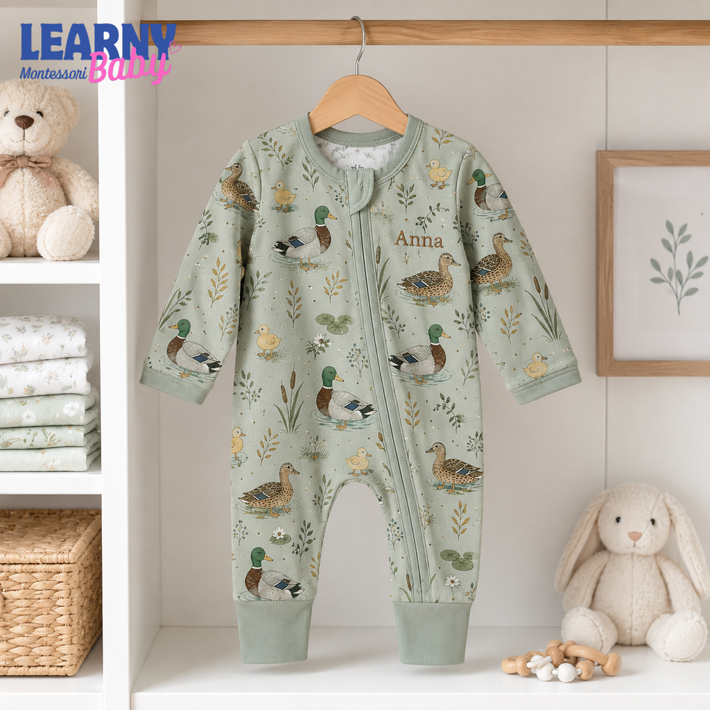 Baby Bamboo Convertible Zippy – Personalized Mallard Duck Baby Romper