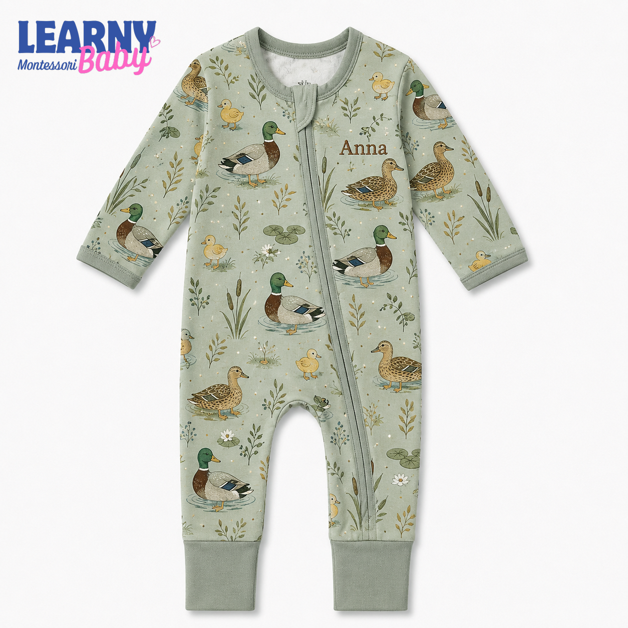 Baby Bamboo Convertible Zippy – Personalized Mallard Duck Baby Romper