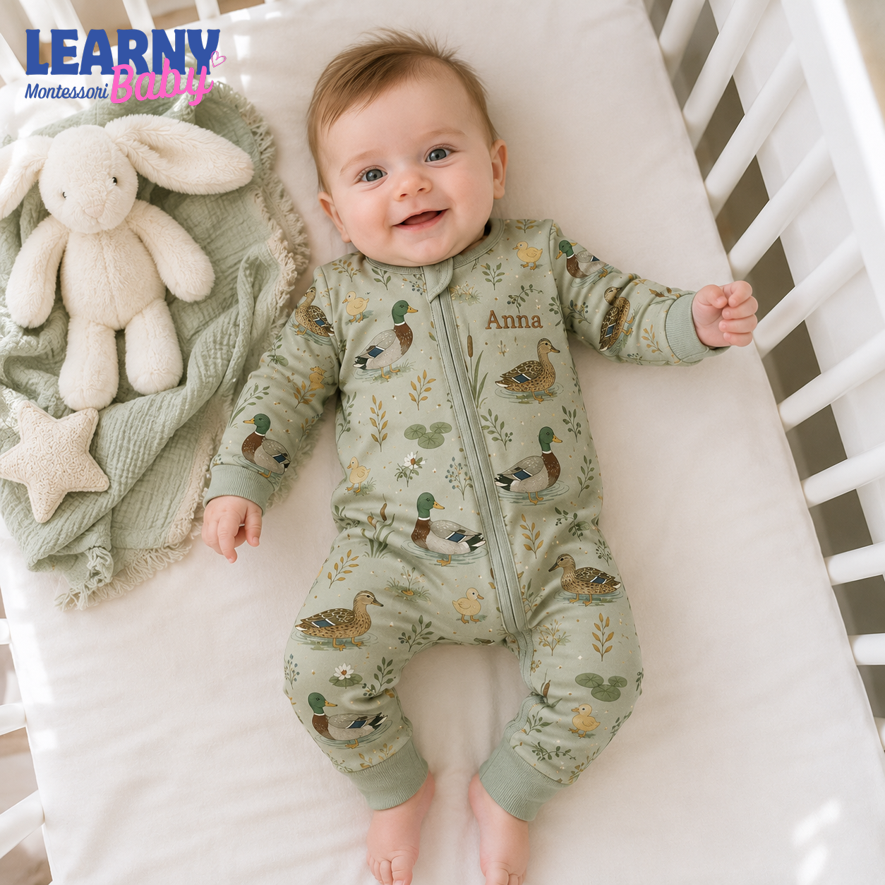 Baby Bamboo Convertible Zippy – Personalized Mallard Duck Baby Romper