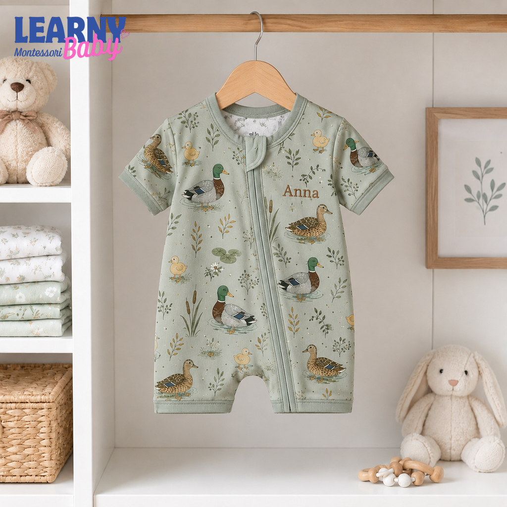 Baby Bamboo Convertible Zippy – Personalized Mallard Duck Baby Romper
