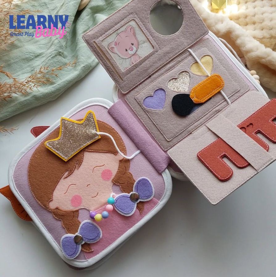 Handmade Felt Quiet Book with Name, Toddler Busy Book, Montessori Sensory Activity Book for Early Learning