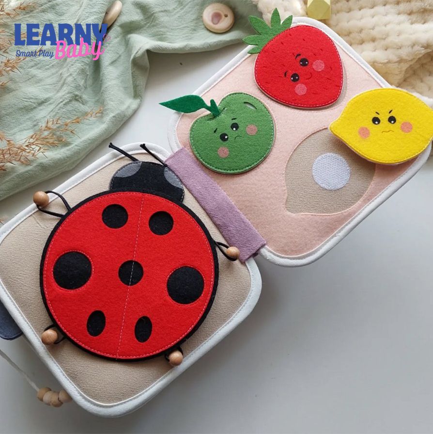 Handmade Felt Quiet Book with Name, Toddler Busy Book, Montessori Sensory Activity Book for Early Learning