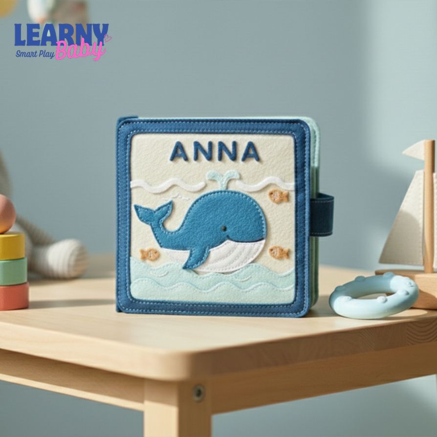 Handmade Felt Quiet Book with Name, Toddler Busy Book, Montessori Sensory Activity Book for Early Learning
