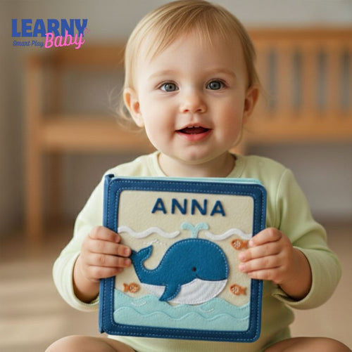 Handmade Felt Quiet Book with Name, Toddler Busy Book, Montessori Sensory Activity Book for Early Learning