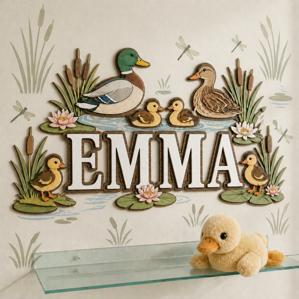 Personalized Duck Wooden Name Sign for Nursery, Custom Baby Name Wall Decor, Farm Animal Nursery Sign, Baby Shower Gift