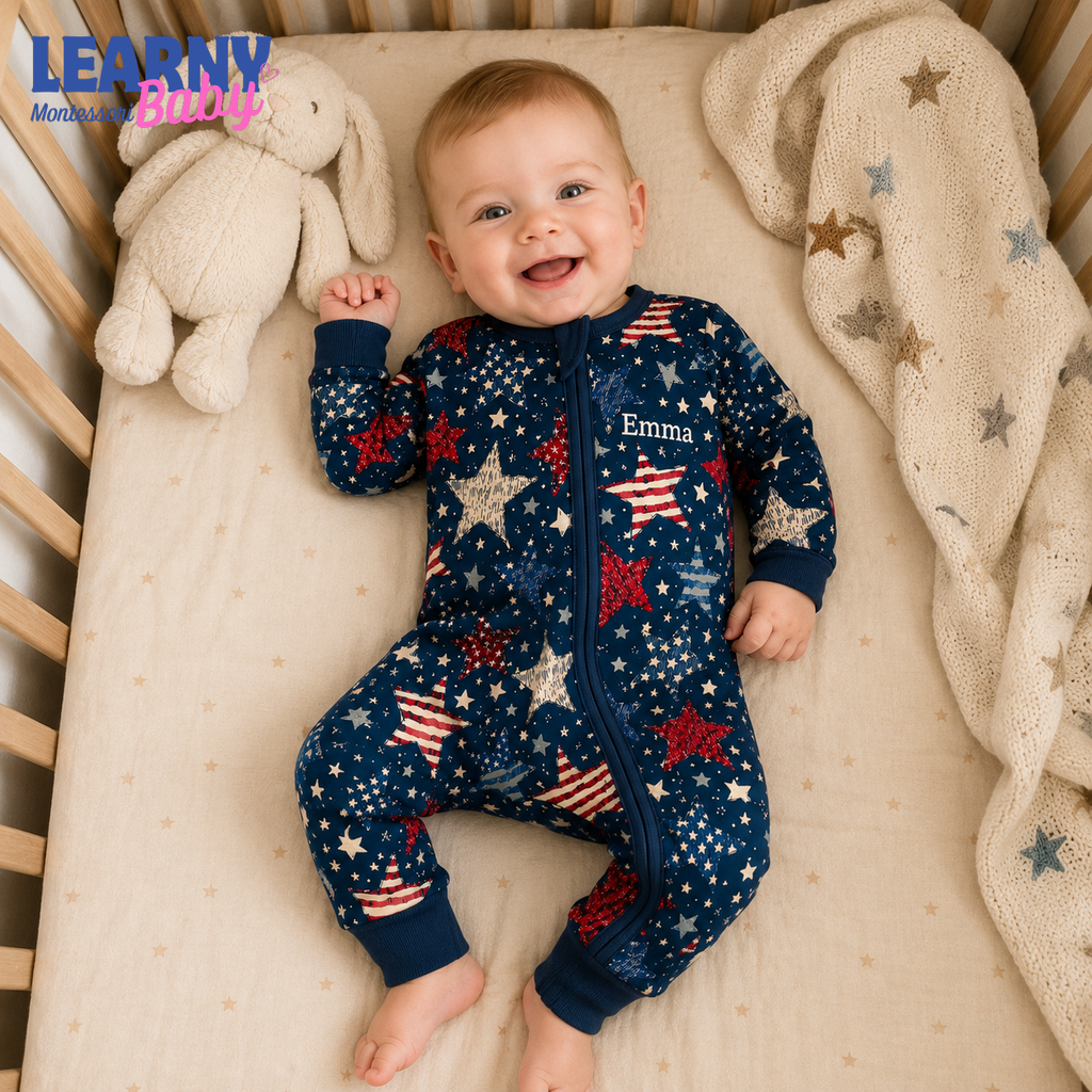 Baby Bamboo Convertible Zippy – Personalized Patriotic Star Romper