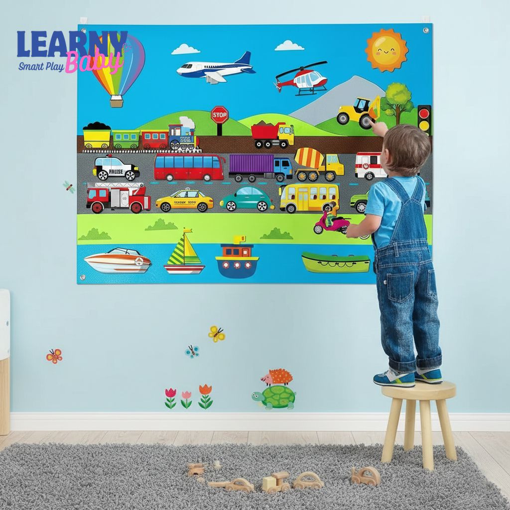 Montessori Felt Story Busy Board for Toddlers – Preschool Learning Calendar, Animals & Solar System, Interactive Quiet Book Educational Toy