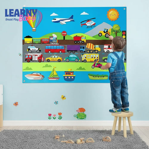 Montessori Felt Story Busy Board for Toddlers – Preschool Learning Calendar, Animals & Solar System, Interactive Quiet Book Educational Toy