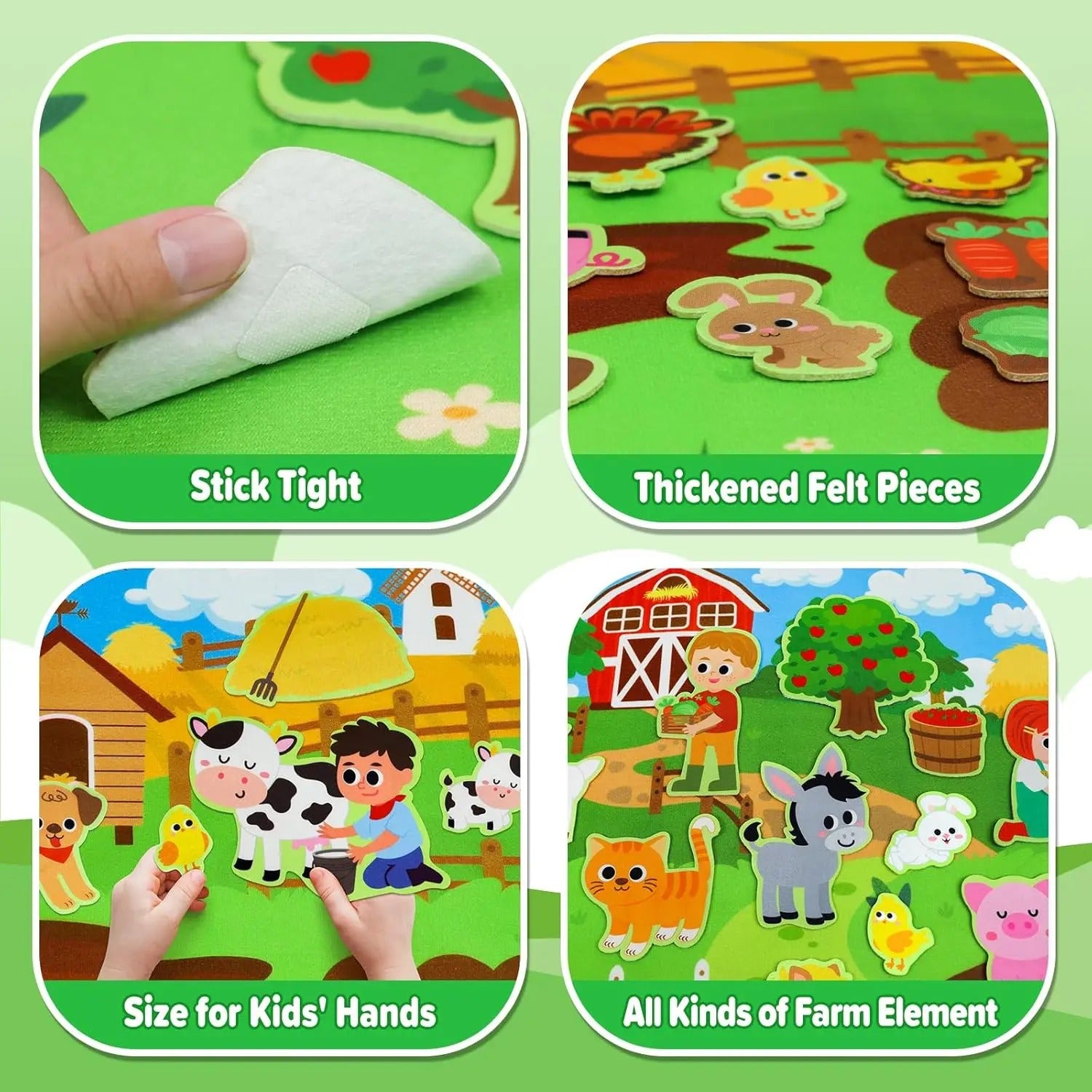 Montessori Farm Animals Felt Story Board for Toddlers – Preschool Interactive Learning Toy, Wall Hanging Felt Puzzle, Educational Gift