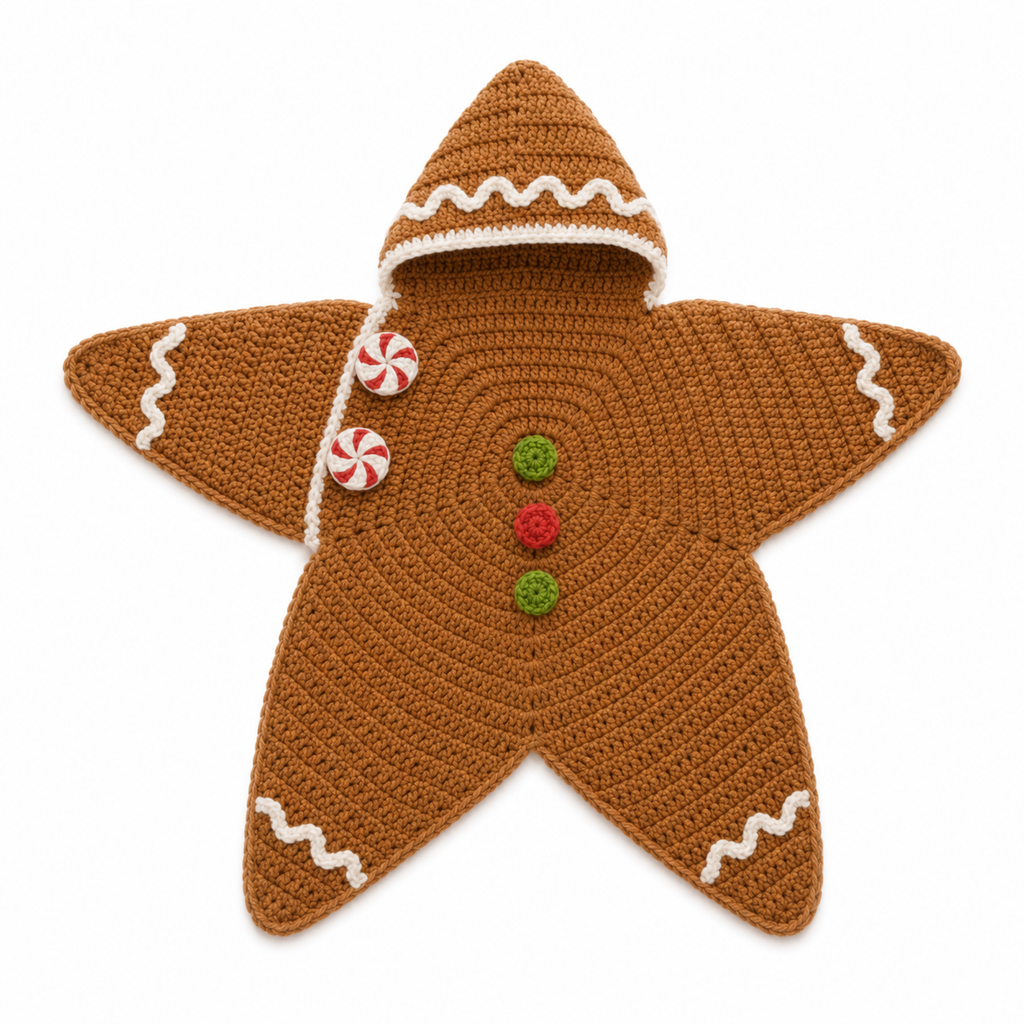 Crochet Gingerbread Star Baby Cocoon – Handmade Christmas Baby Outfit