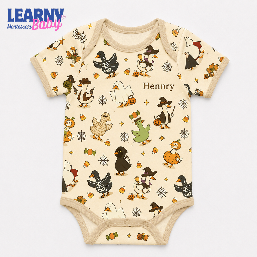 Bamboo Baby Bodysuit, Personalized Halloween Duck Baby Onesie, Soft Bamboo Viscose Infant Bodysuit