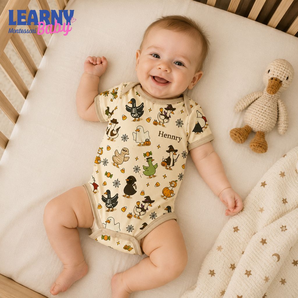 Bamboo Baby Bodysuit, Personalized Halloween Duck Baby Onesie, Soft Bamboo Viscose Infant Bodysuit