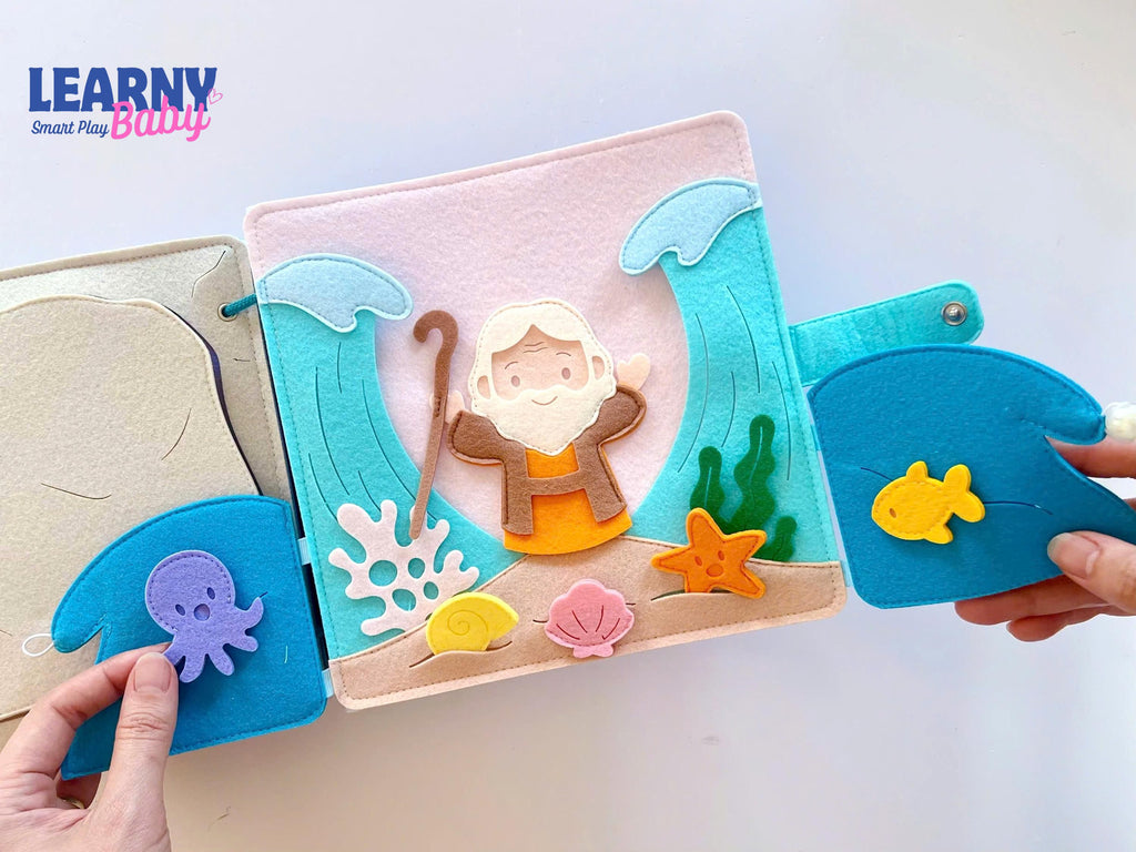Personalized Felt Quiet Book, Old Testament Bible Felt Quiet Book: Christian Educational Toy Baptism Birthday Gifts for Kids