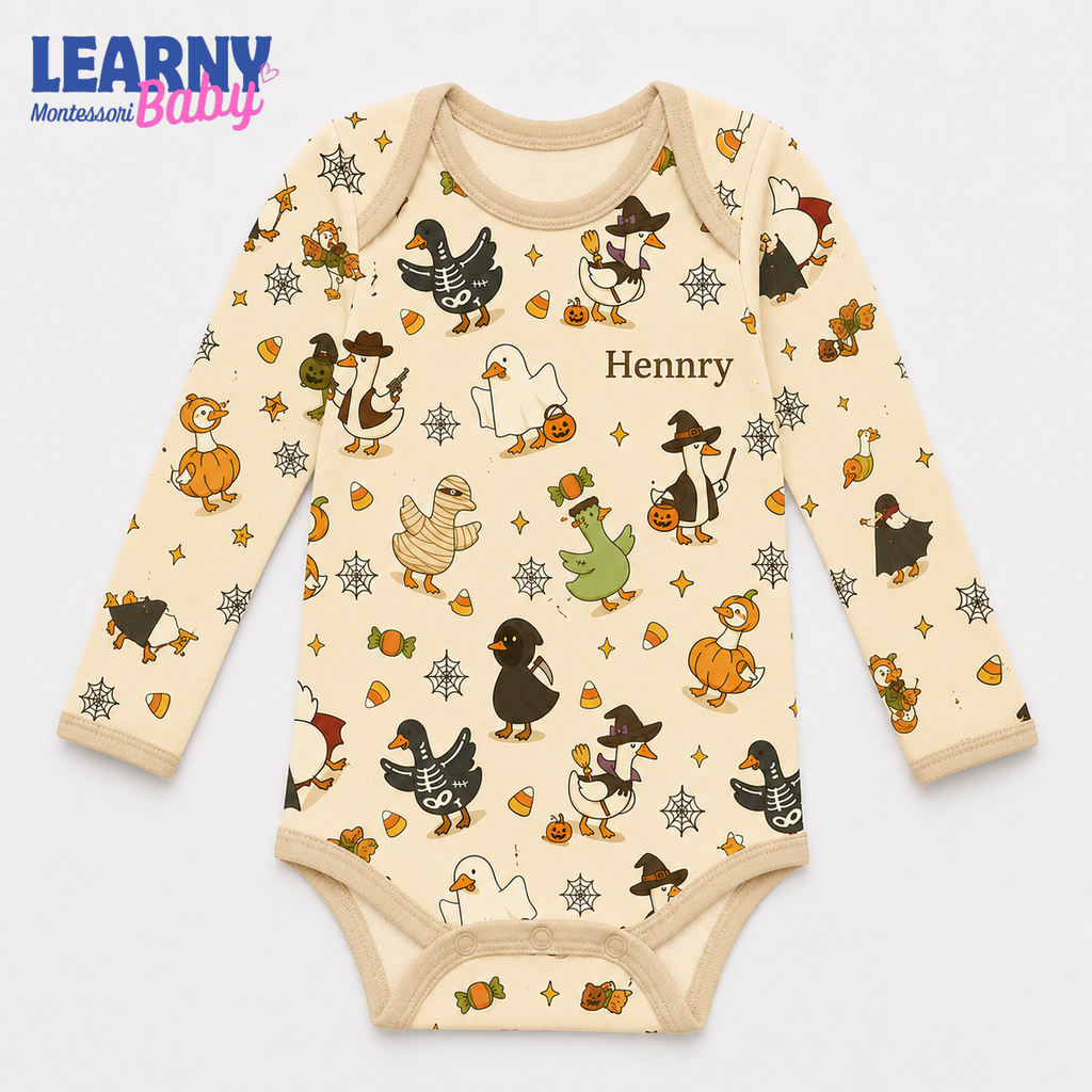 Bamboo Baby Bodysuit, Personalized Halloween Duck Baby Onesie, Soft Bamboo Viscose Infant Bodysuit