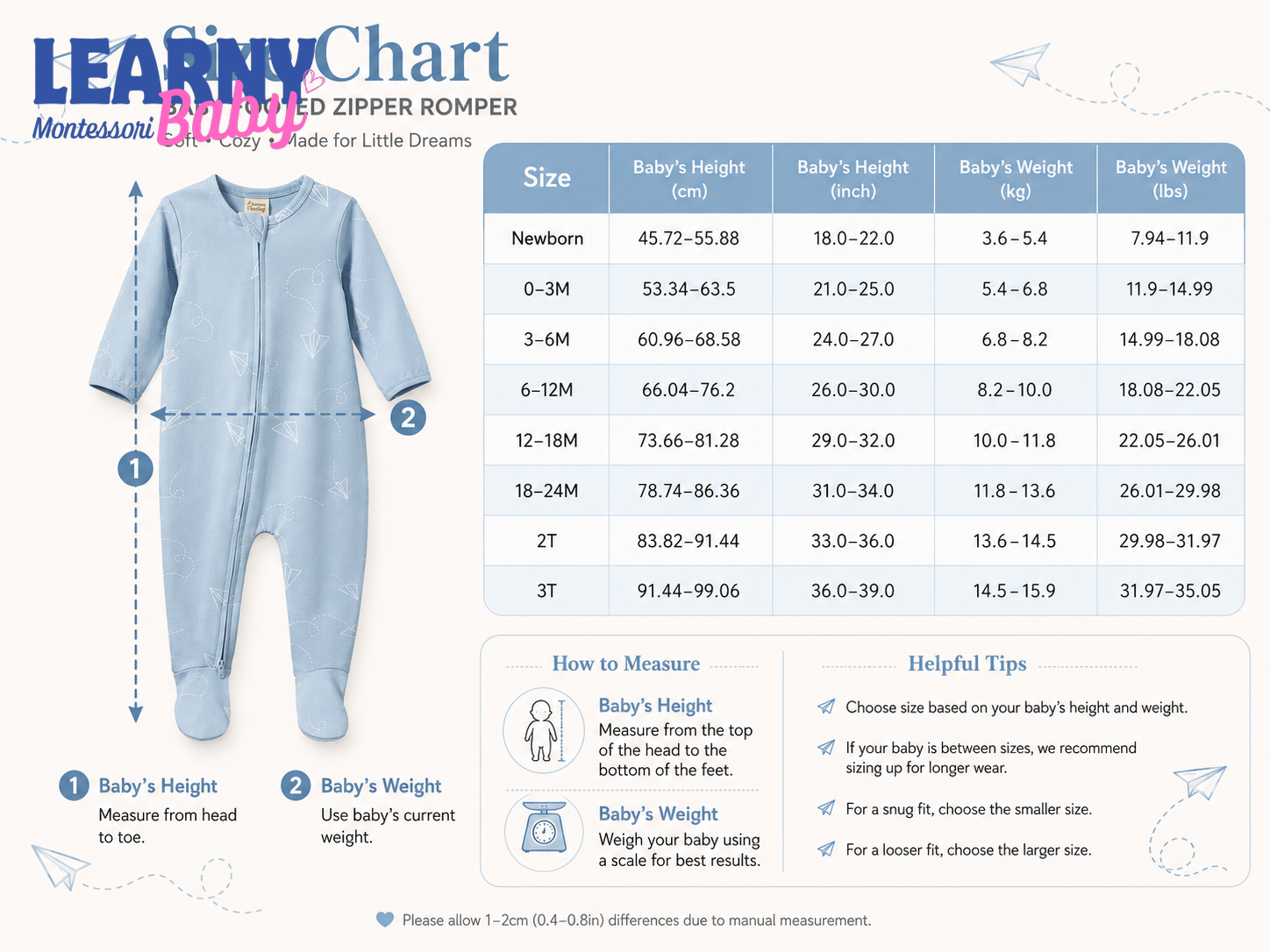 Blue Paper Airplane Bamboo Zippy Footie – Baby Zip Pajamas