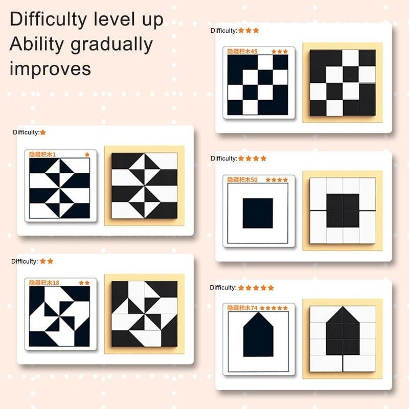 Wooden Logic Puzzle Toy for Kids, Montessori Spatial Thinking Game with 80 Challenges, Brain Training Ages 5–10