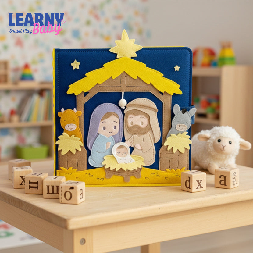 Christmas Bible Stories Felt Quiet Book: Christian Educational Toy Baptism Birthday Gifts for Kids, Baby Birthday Gift, Montessori Busy Book