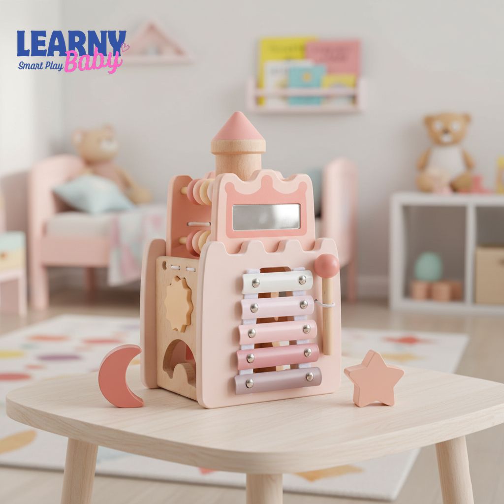 Montessori Wooden Castle Building Blocks Toy, Puzzle & Stacking Game for Early Learning, Fine Motor & Spatial Skills, Ages 1.5–4