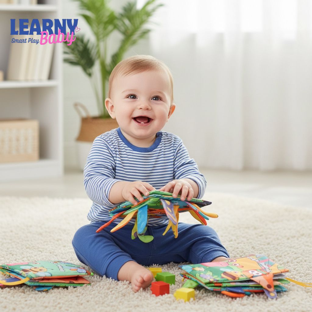 Waterproof Montessori Soft Baby Cloth Book with 3D Animals, Cognitive Sensory Fabric Book for Infants, Early Learning Educational Toy for Toddlers LBBB04