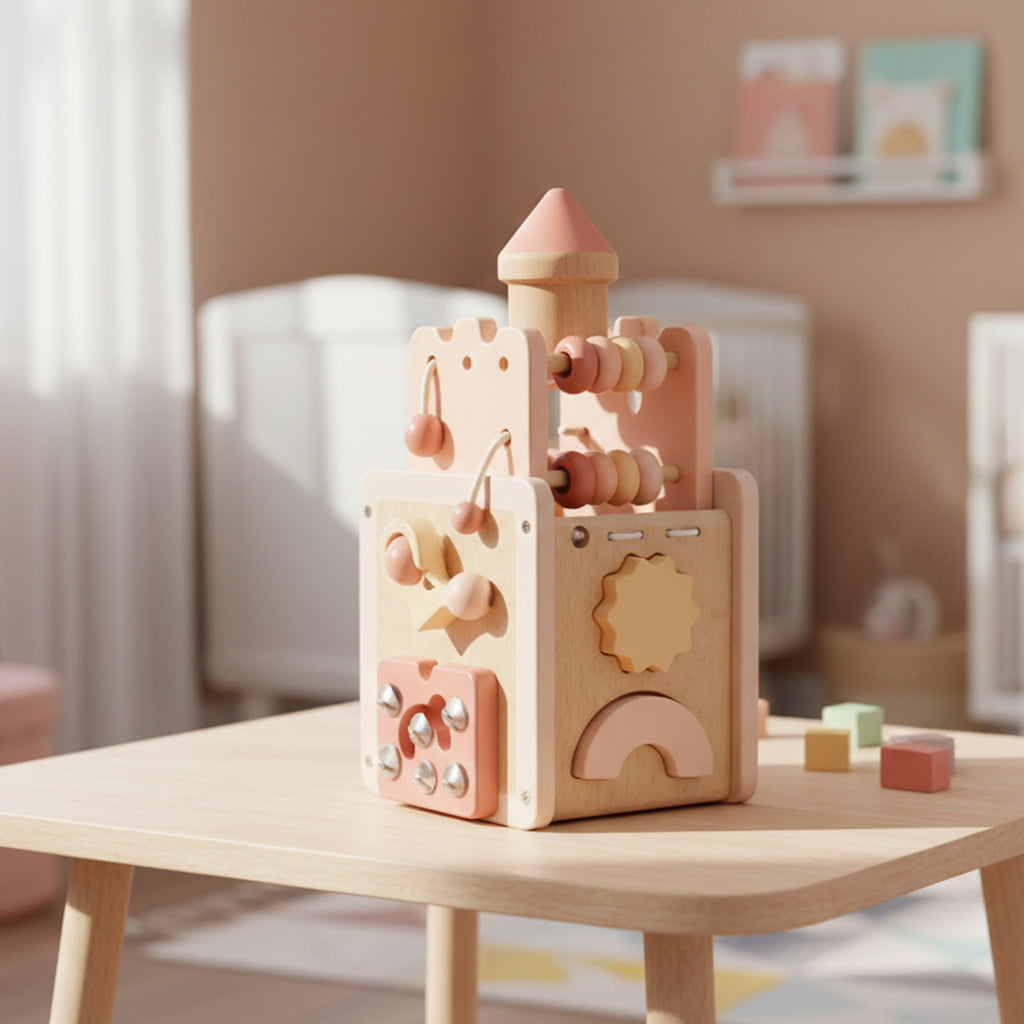 Montessori Wooden Castle Building Blocks Toy, Puzzle & Stacking Game for Early Learning, Fine Motor & Spatial Skills, Ages 1.5–4