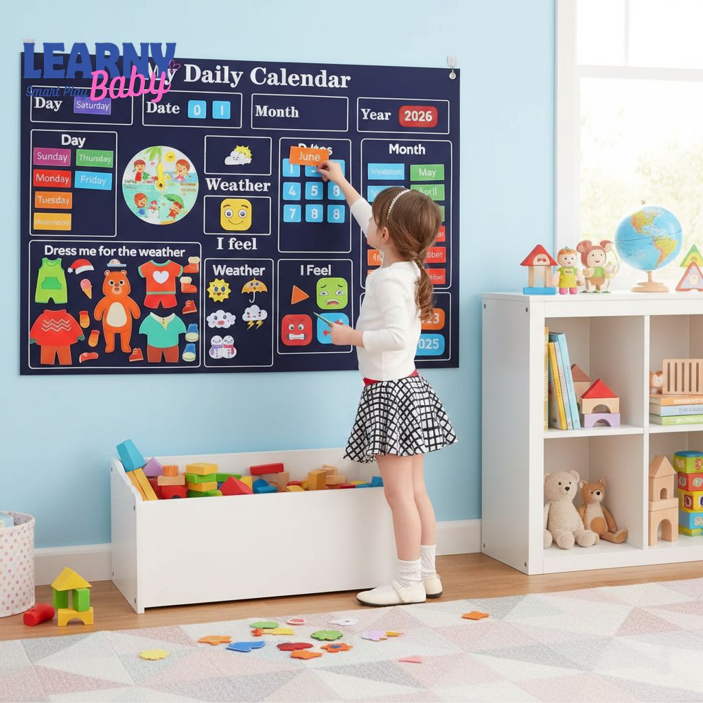 Felt Story Busy Board Set for Toddlers, Montessori Preschool Calendar, Animals & Solar System Learning Activity Gift