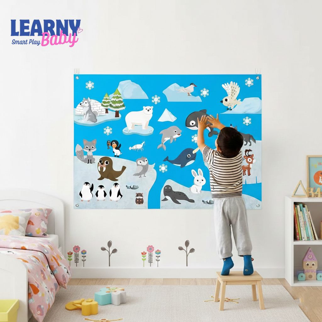 Felt Story Busy Board Set for Toddlers, Montessori Preschool Calendar, Animals & Solar System Learning Activity Gift