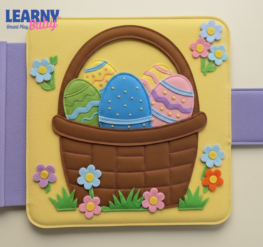 Personalized Easter Quiet Book for Kids – Custom Name Sensory Busy Book, Bunny & Egg Learning Activity Book, Easter Gift for Toddlers