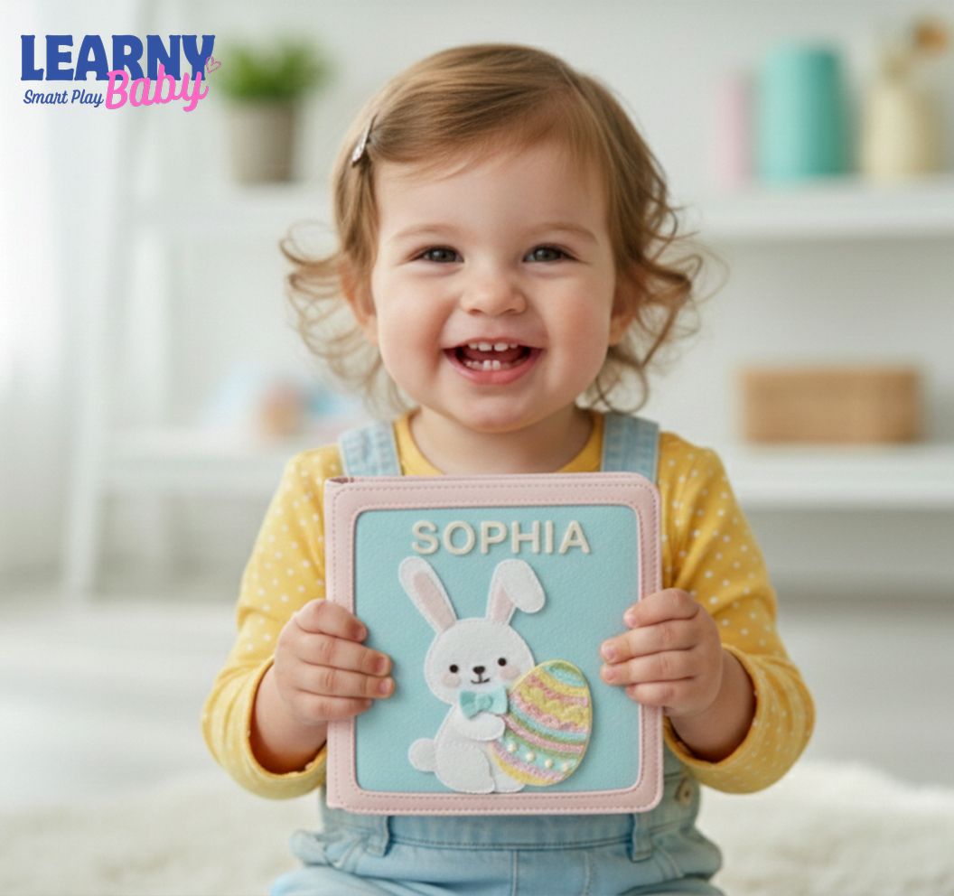 Personalized Easter Quiet Book for Kids – Custom Name Sensory Busy Book, Bunny & Egg Learning Activity Book, Easter Gift for Toddlers