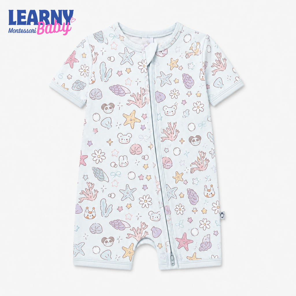 Pastel Under the Sea Convertible Zippy – Ocean-Themed Baby Pajamas