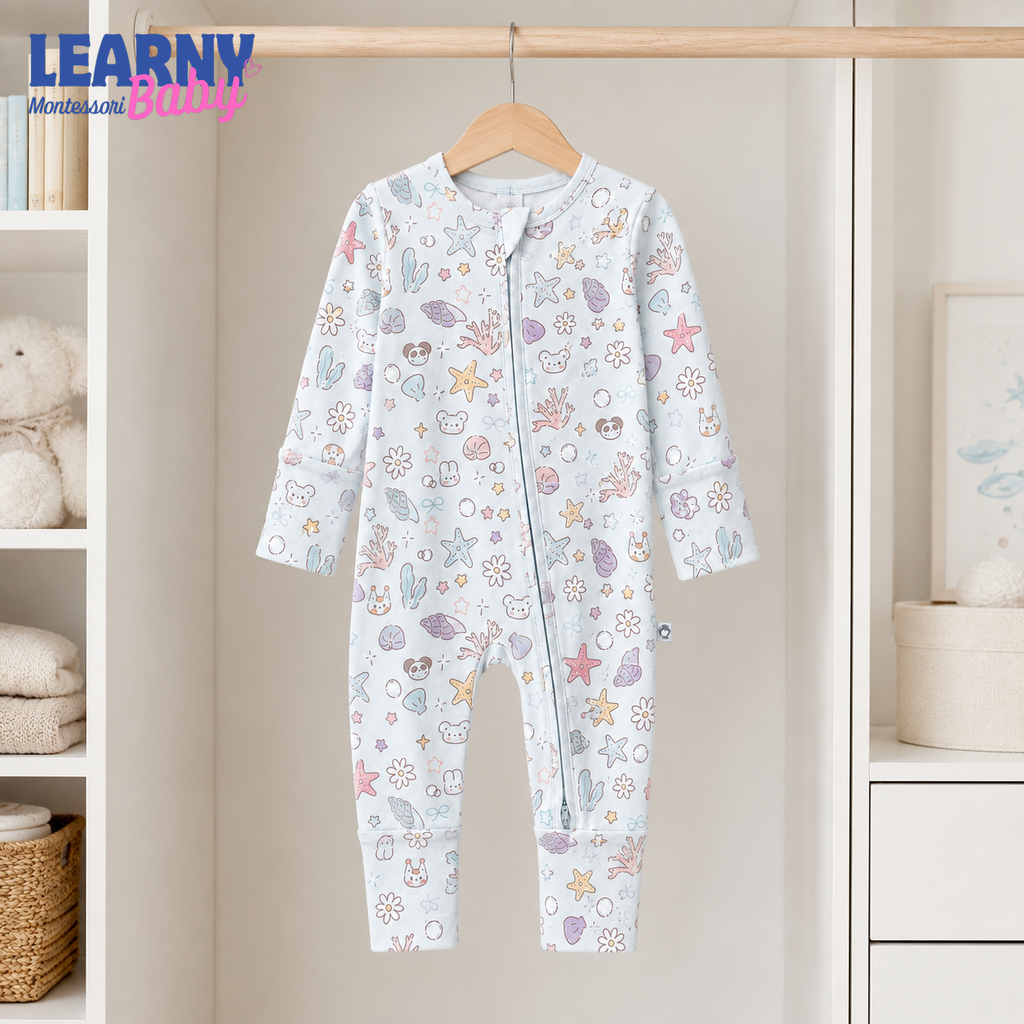 Pastel Under the Sea Convertible Zippy – Ocean-Themed Baby Pajamas