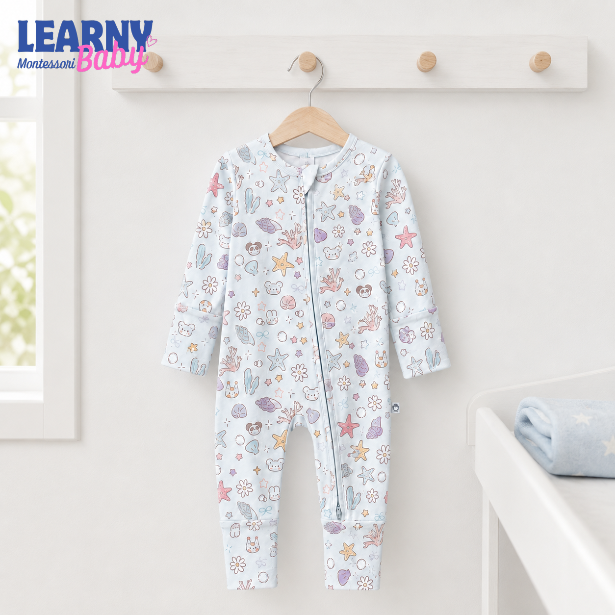 Pastel Under the Sea Convertible Zippy – Ocean-Themed Baby Pajamas