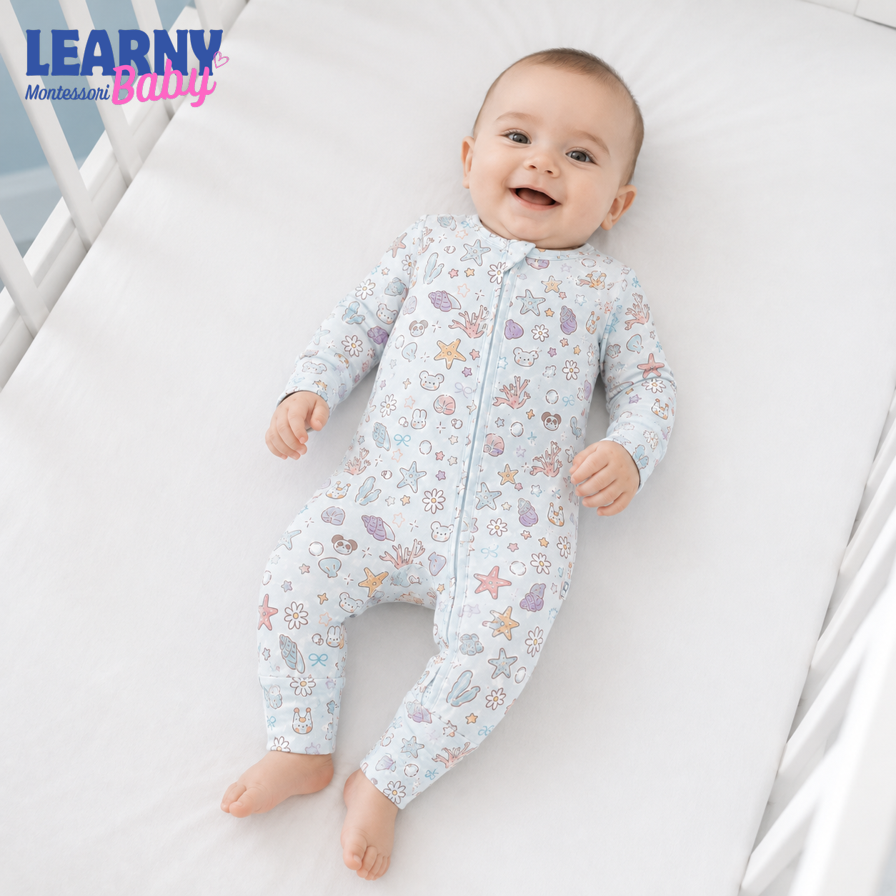 Pastel Under the Sea Convertible Zippy – Ocean-Themed Baby Pajamas