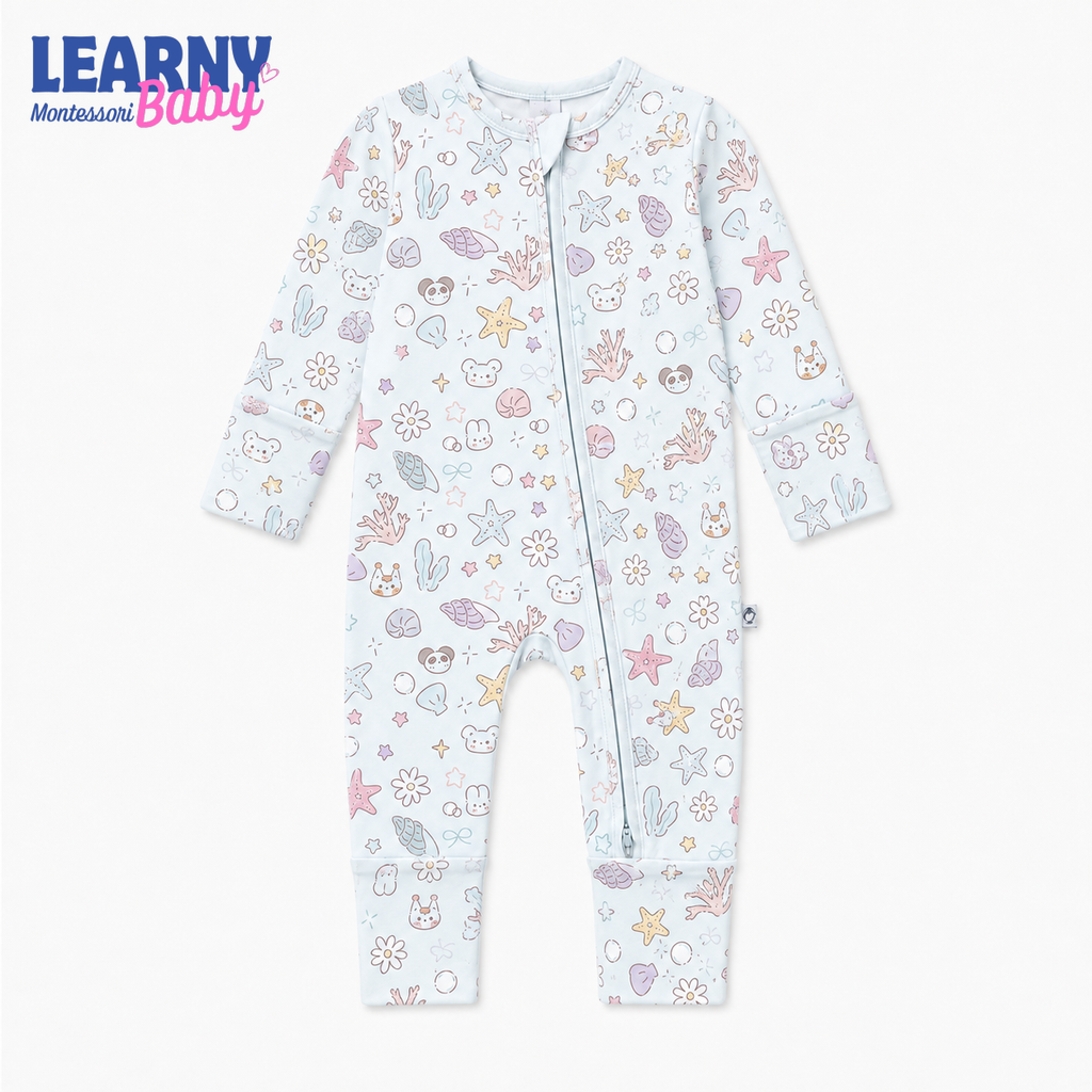 Pastel Under the Sea Convertible Zippy – Ocean-Themed Baby Pajamas