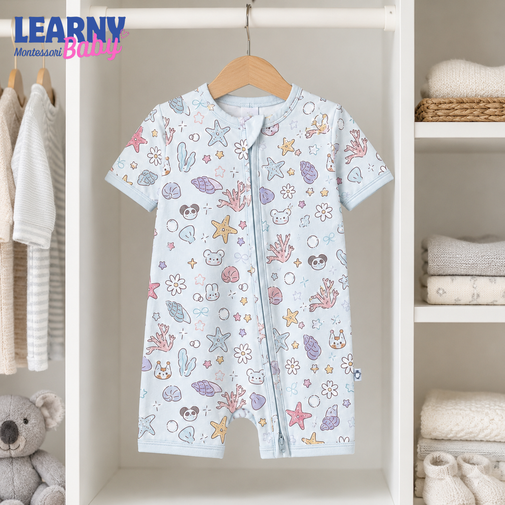 Pastel Under the Sea Convertible Zippy – Ocean-Themed Baby Pajamas