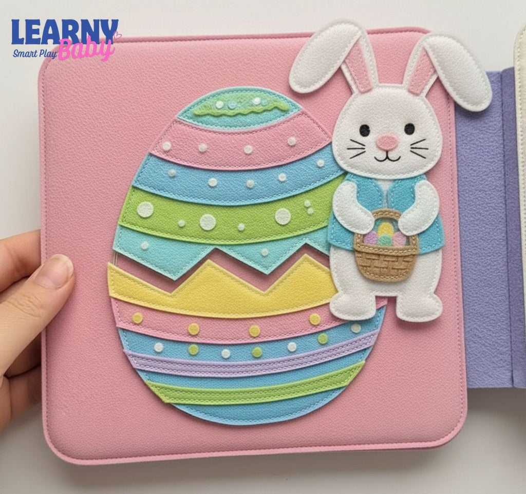 Personalized Easter Quiet Book for Kids – Custom Name Sensory Busy Book, Bunny & Egg Learning Activity Book, Easter Gift for Toddlers