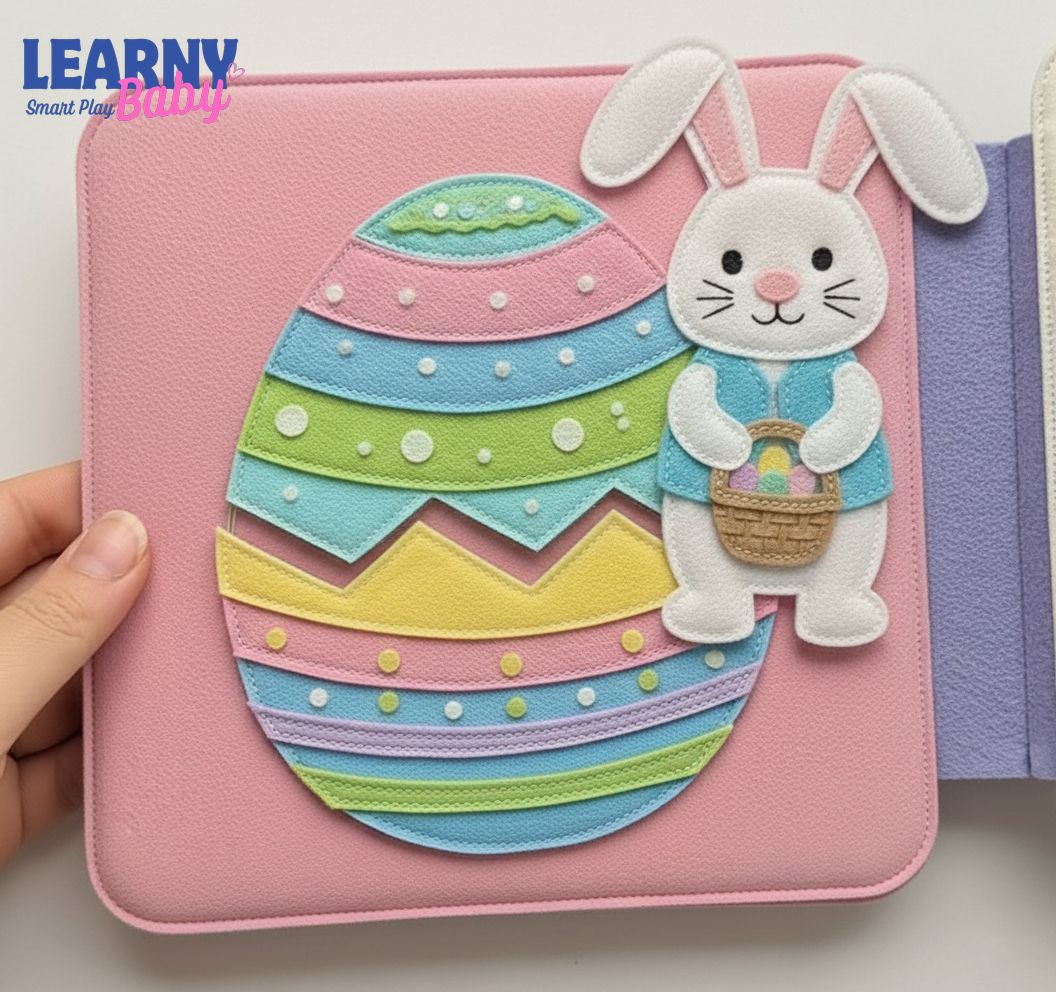 Personalized Easter Quiet Book for Kids – Custom Name Sensory Busy Book, Bunny & Egg Learning Activity Book, Easter Gift for Toddlers