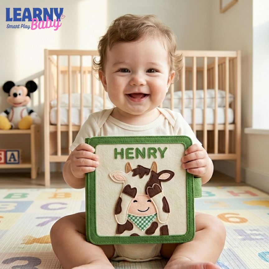 Personalized Farm Quiet Book for Toddlers, Custom Name Montessori Busy Book, Felt Sensory Activity Book, Fine Motor Learning Toy