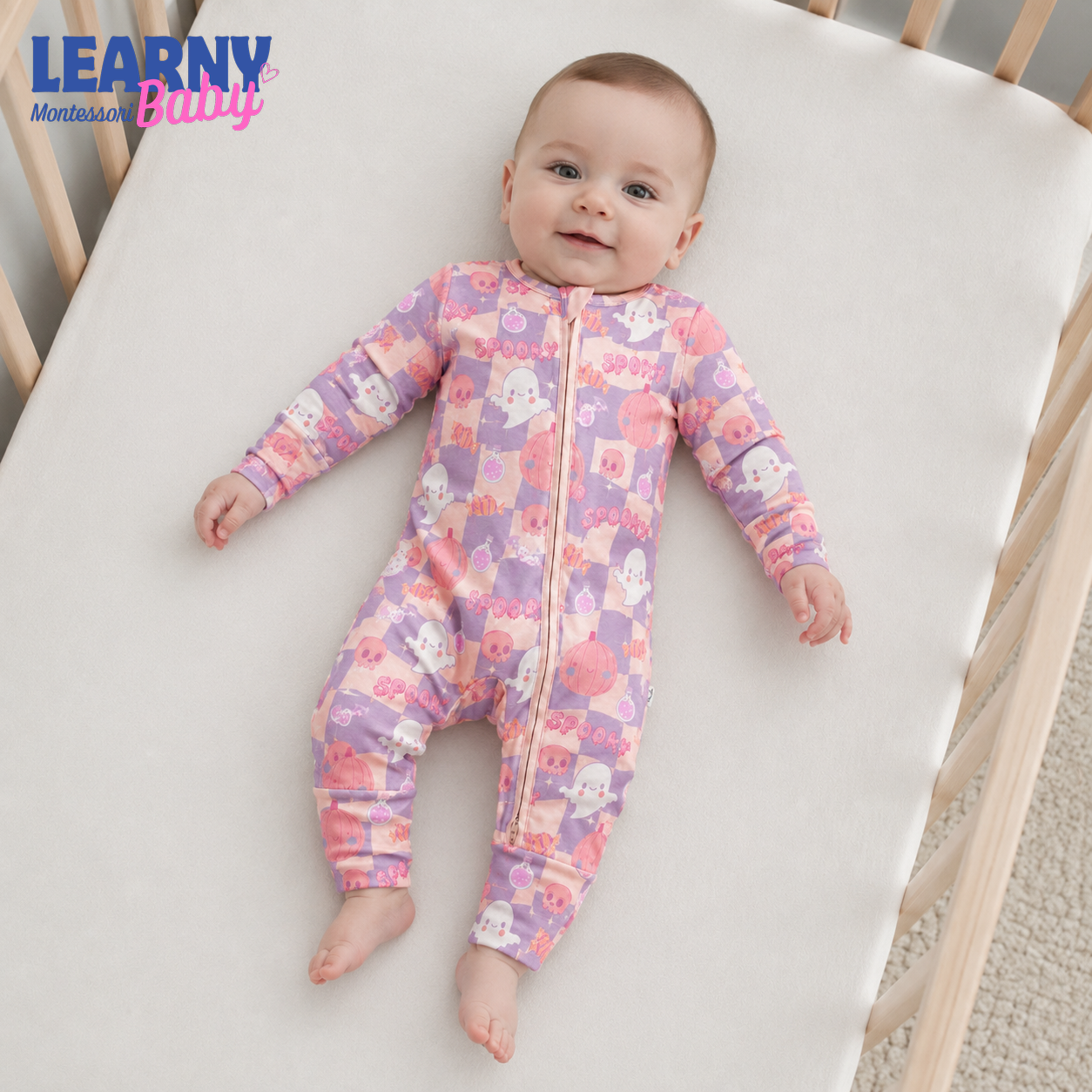 Pink Spooky Checkerboard Convertible Zippy – Baby’s First Halloween Sleeper