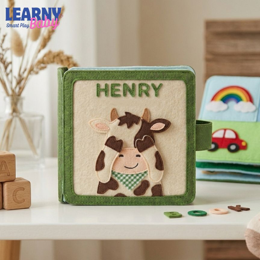 Personalized Farm Quiet Book for Toddlers, Custom Name Montessori Busy Book, Felt Sensory Activity Book, Fine Motor Learning Toy