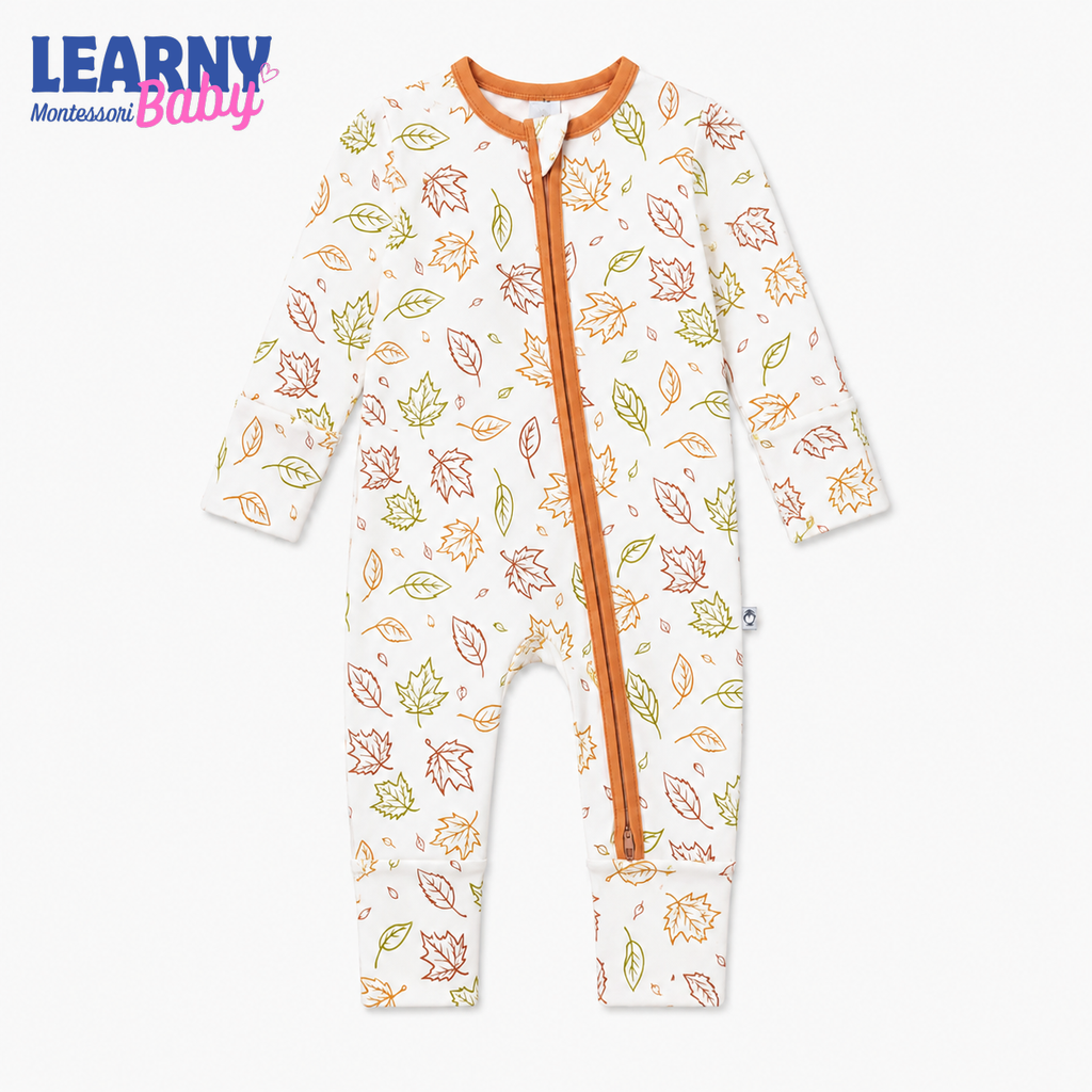 Autumn Falling Leaves Convertible Zippy – Thanksgiving Baby Pajamas