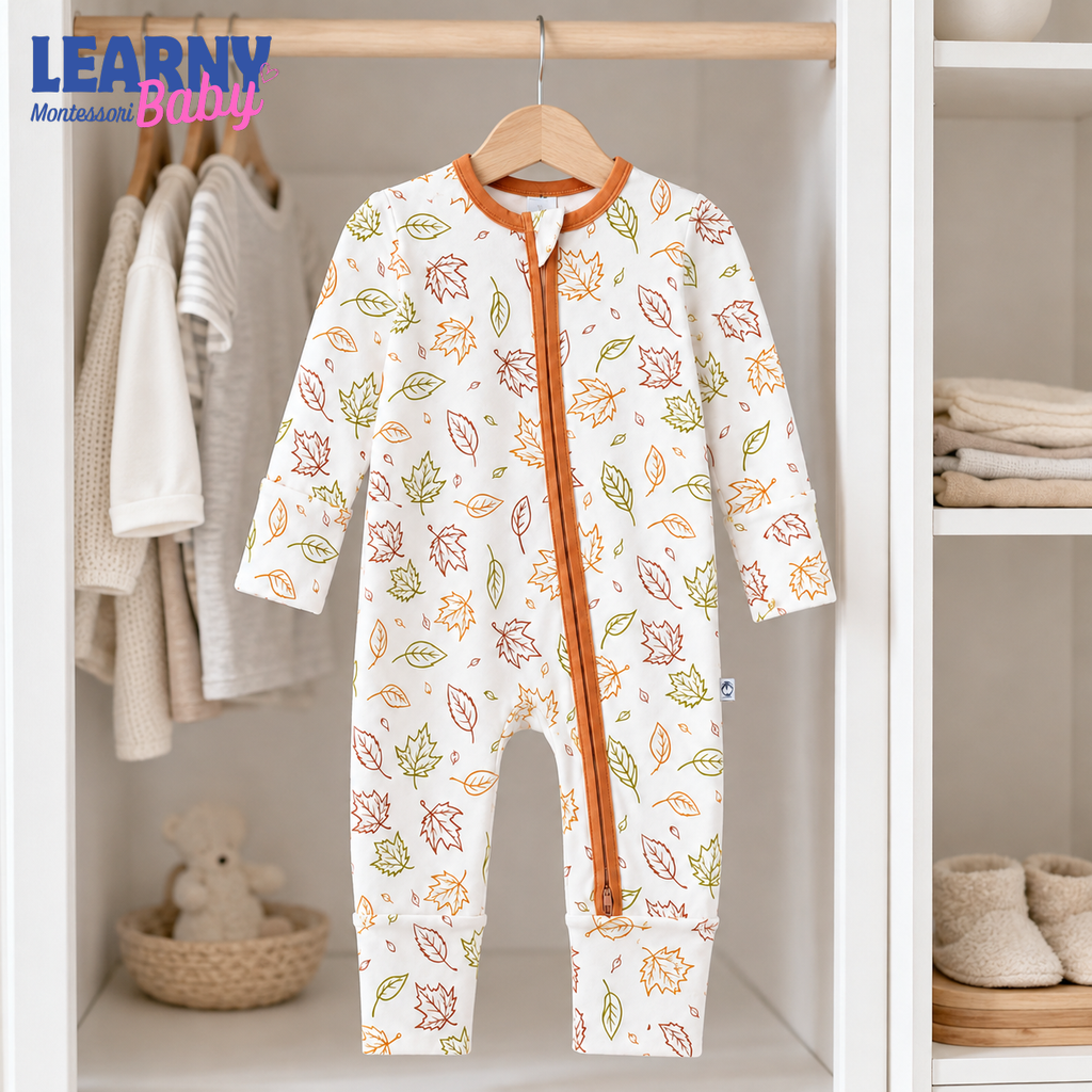 Autumn Falling Leaves Convertible Zippy – Thanksgiving Baby Pajamas
