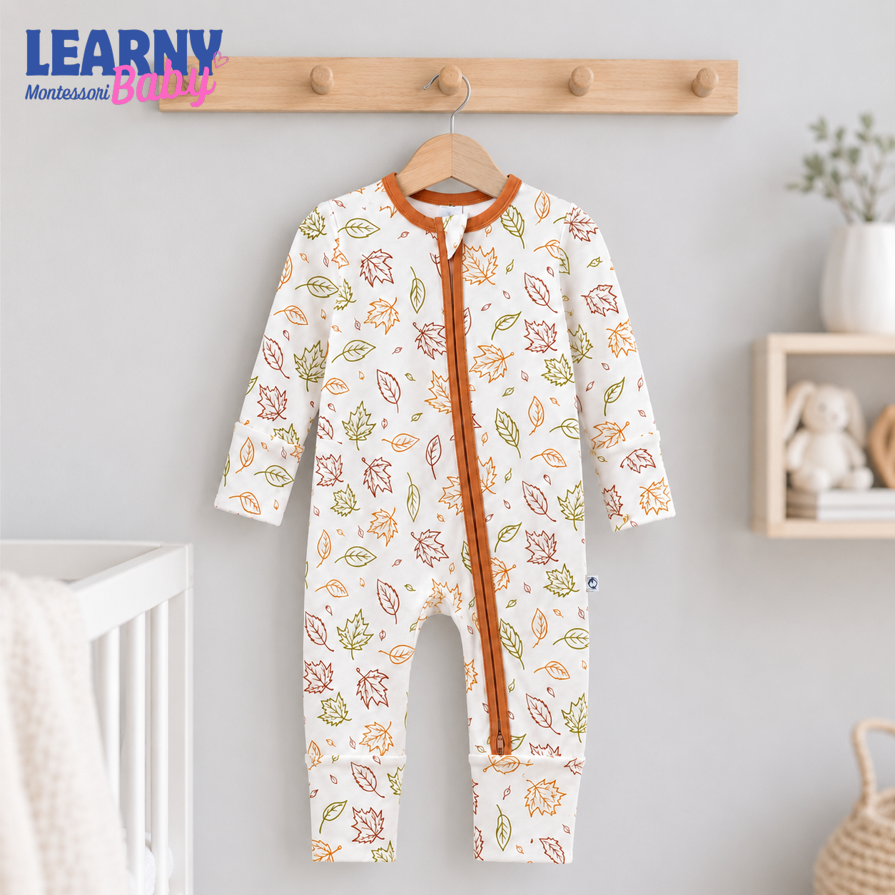 Autumn Falling Leaves Convertible Zippy – Thanksgiving Baby Pajamas