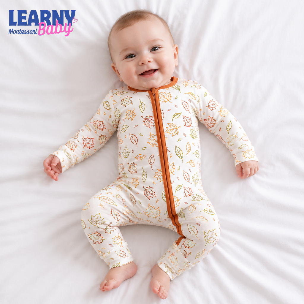 Autumn Falling Leaves Convertible Zippy – Thanksgiving Baby Pajamas